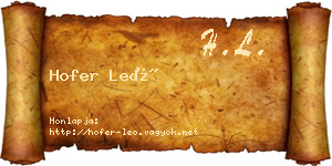 Hofer Leó névjegykártya